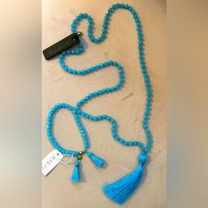 J Crew glass beaded tassel necklace with matching bracelet